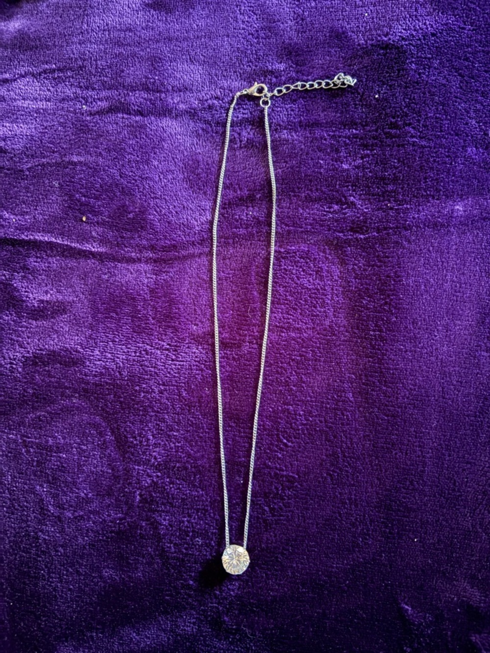 Silver Pendant Necklace with Round Starburst Charm - Women Jewelry